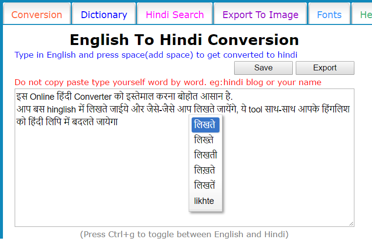 english to hindi type converter